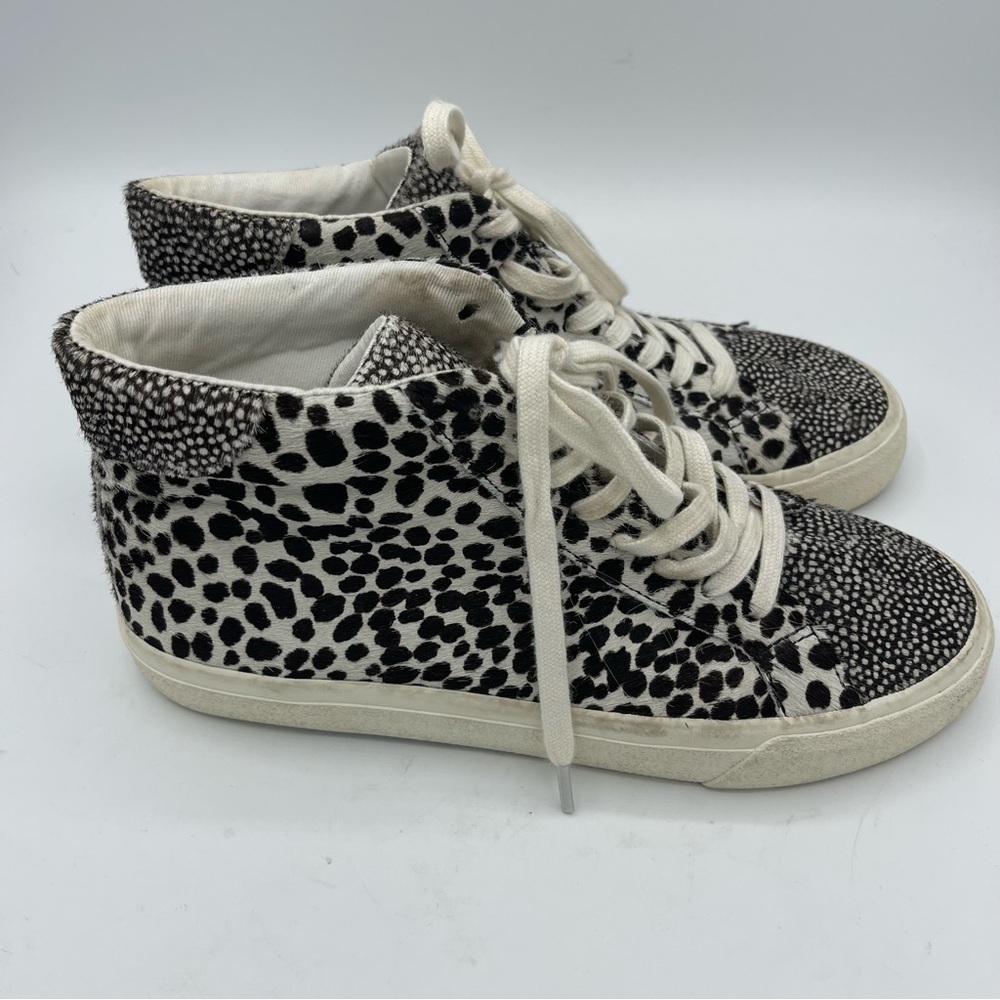 Madewell Women Shoes Sidewalk High-Top Spotted Genuine Calf Hair Sneaker Size 7